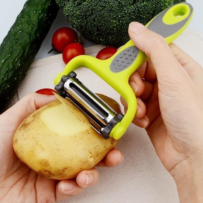 PELADOR DE VERDURAS GIRATORIO 3 EN 1 | RÁPIDO, PRÁCTICO Y MULTIFUNCIONAL