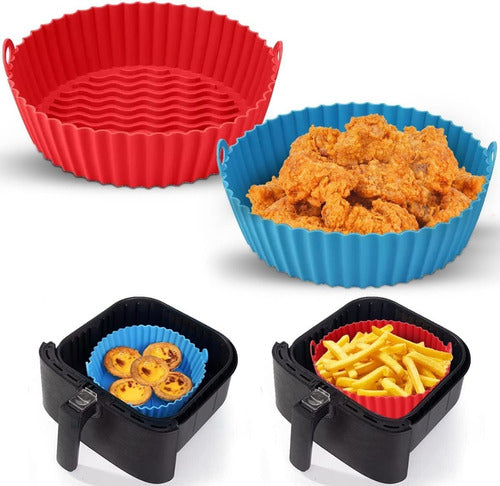 3 CANASTILLAS AIR FRYER HORNO MULTICOLOR – ACCESORIO PRÁCTICO PARA COCINAR