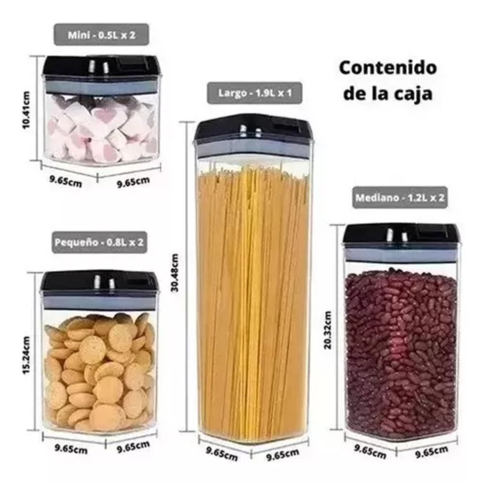 SET DE RECIPIENTES HERMÉTICOS DE COCINA – ORGANIZA Y CONSERVA TUS ALIMENTOS
